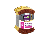 LUXIA Губка для мытья посуды 2 шт Premium LUX-4033 /24