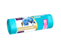 LUXIA Пакеты для мусора с ушками 60 л. 14 шт.с запах.тропик. голубой LUX-4101 /30