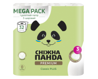 PANDA Туалетная бумага Premium Classic Plus 3 слоя 32 рулона 142 лист 17,75м 1/2