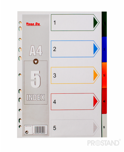 Индексный разделитель пластиковый А4 ,5 цифр+цветов PY-5A /220/440