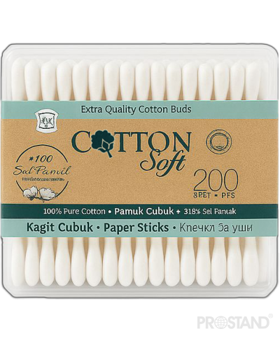 Cotton Soft ECO Betisoare igienice 200buc dreptunghi Paper stick /12