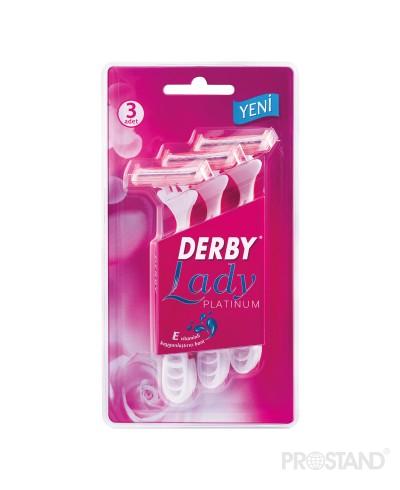 DERBY LADY PLATINUM Станок для бритья одноразовый 2 лезвия 3 штуки блистер розовый /103020301 1/12 /5434