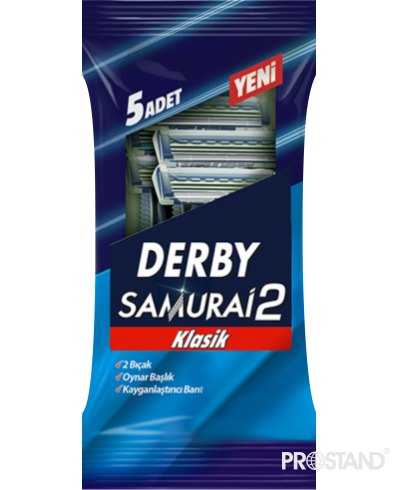DERBY SAMURAI2 KLASIK Станок для бритья одноразовый 2 лезвия 5 штук синий 1/14 /3407 /114010201