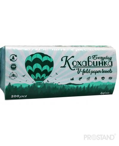 Kohavinka Полотенца для рук V сложения 1 слой 200 шт art.200V 23*25 зеленые 1/20