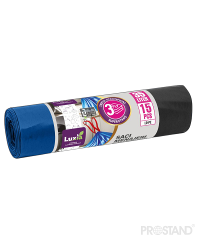 LUXIA Pungi p/u gunoi Extra rezistenti cu legatura 35 L 15 buc. LUX-4060 /30