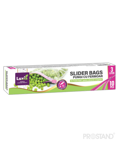 LUXIA Pungi alimentare p/u congelare cu fermoar 3 L 10 buc LUX-4058 /24