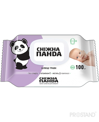 PANDA Салфетки влажные с целебные травы, вит Е , D-пантенол от 0+ 100шт /12