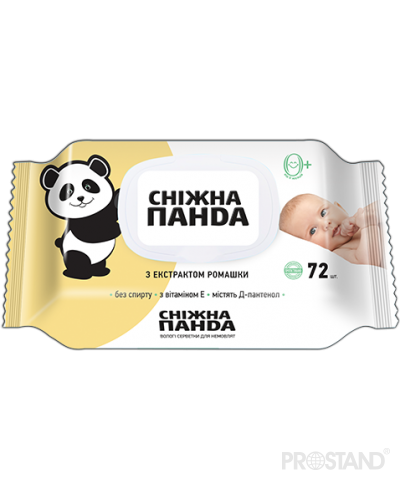PANDA Servetele umede cu extract de musetel, vit.E, D-pantenol 0+ 72buc /16