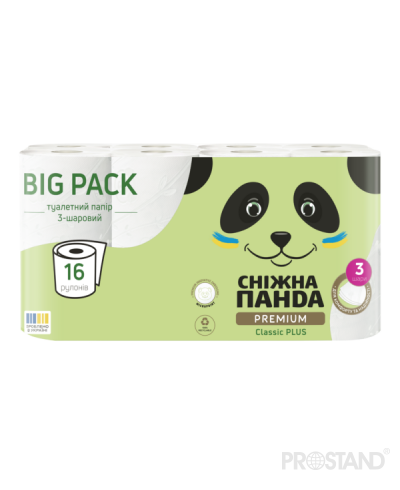 PANDA Туалетная бумага Premium Classic Plus 3 слоя 16 рулона 142 лист 17,75 м /3