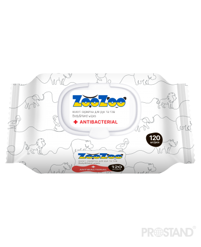 ZooZoo Салфетки влажные для рук и тела антибактериальные 120шт /12