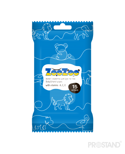 ZooZoo Салфетки влажные для рук и тела с витаминами A,C,E 15шт /36