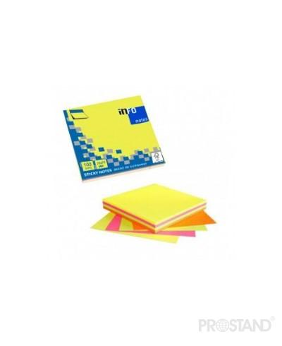 Hirtie p/u notite lipici 75x75mm 100f INFO notes NeonMix 5654-39-pk1-b 1/12