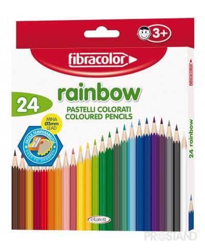 Creioane color cu ascutitoare 24 cul Rainbow Fibracolor 10029MC024SE