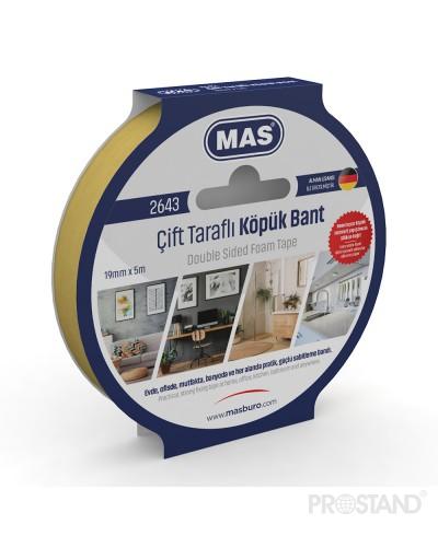 Лента клейкая (скотч) двусторонний вспененный 19мм х 5м MAS (2643) /64