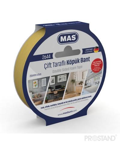 Лента клейкая (скотч) двусторонний вспененный 25мм х 5м MAS (2644) /48