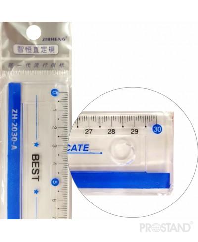 Линейка пластик.прозрачная 30 см ZH-2030-A /40/960