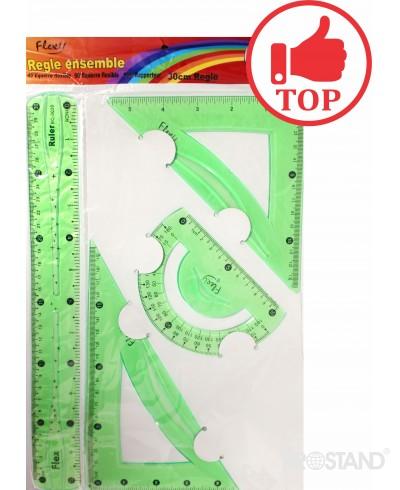 Набор линеек 4 шт 20 см цветные Flexy 002-R /12/288