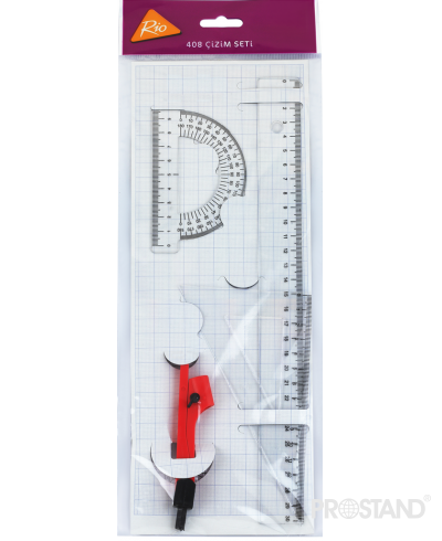 Набор линеек 3 шт (треугольник, линейка, транспортир, циркуль) 408 RIO/Fatih /24/288