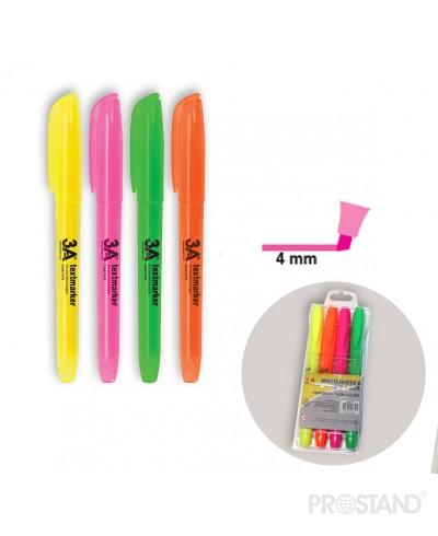 Набор текстовыделителей 4шт 3A 1652-4 /144