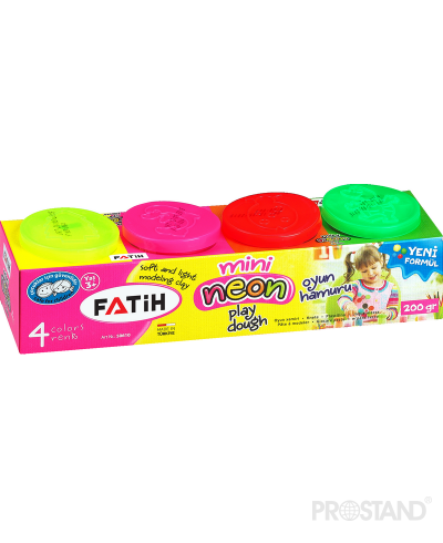 Pasta de modelat Fatih play dough 4buc mini neon 200 gr 50610