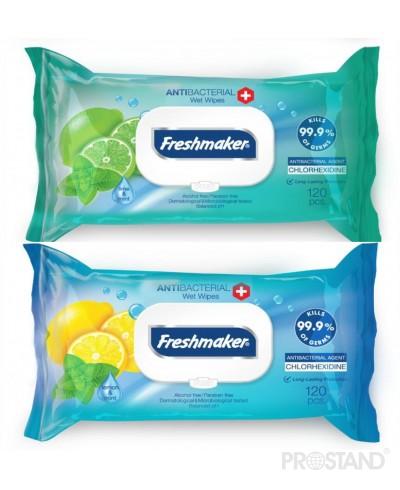 Салфетки влажные Freshmaker Antibacterial 120шт С КРЫШКОЙ