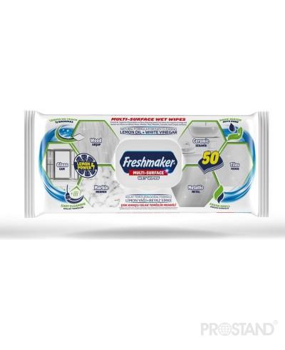 Салфетки влажные Freshmaker Multi-Surface 50шт С КРЫШКОЙ 1/12