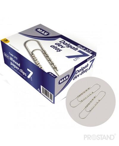 Скрепка никелированная гофрированная №7 70мм MAS (275) 20 шт /18/144