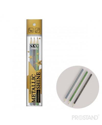 ВКФ Set creion cu radiera ascutit Metallic Shine 3 buc HB 3P 1-1602 /1523 1/10
